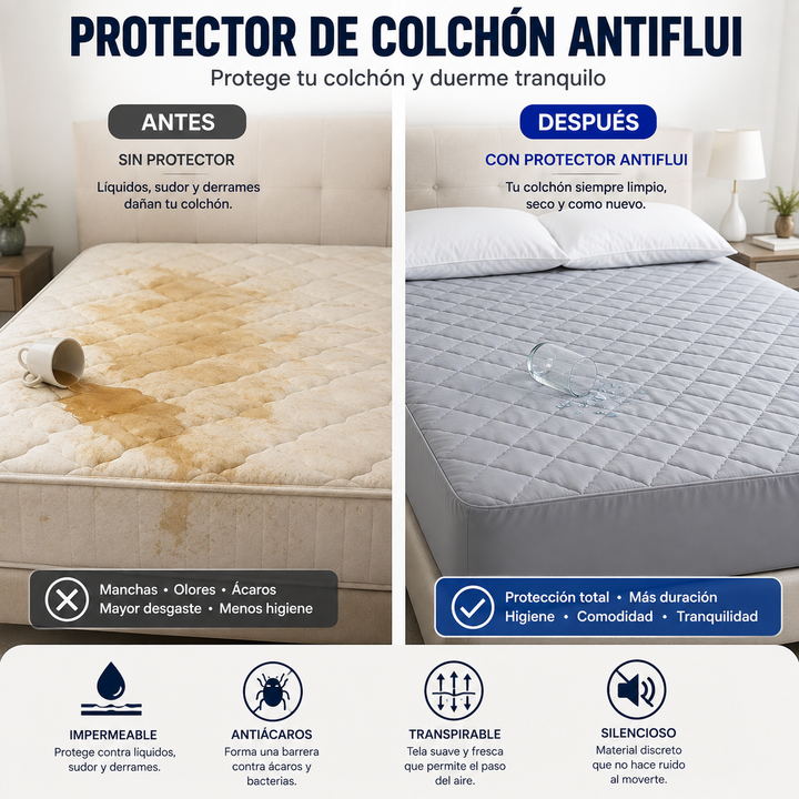 Protector de Colchón Antifluido Impermeable | MATRIMONIAL | KING | QUEEN | NORMAL...