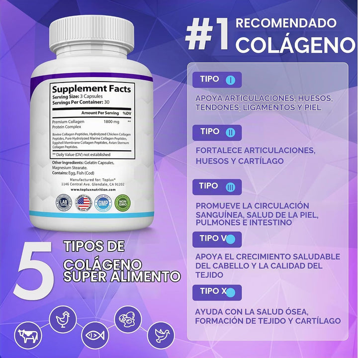 ✨ ColagenoCap™ | Complejo Premium con 5 Tipos de Colágeno Hidrolizado | 2X1 SOLO POR HOY 🔥