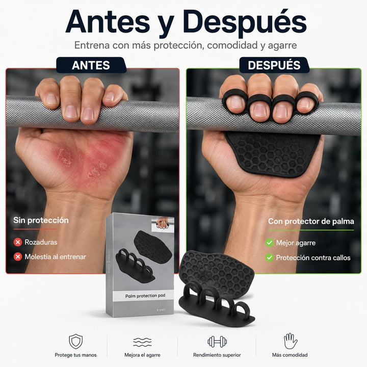 Agarre de Gimnasio de Goma sin Dedos – Guantes Protectores Ergonómicos para las Manos, Ideales para Levantamiento de Pesas, Dominadas, Entrenamiento en Gimnasio y Ejercicio, para Hombres y Mujeres (FINGAR GRIP)
