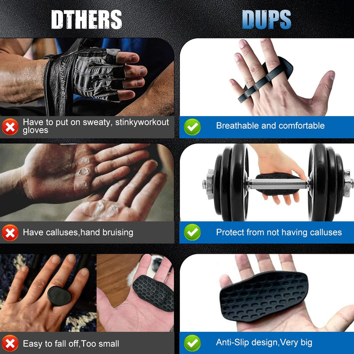 Agarre de Gimnasio de Goma sin Dedos – Guantes Protectores Ergonómicos para las Manos, Ideales para Levantamiento de Pesas, Dominadas, Entrenamiento en Gimnasio y Ejercicio, para Hombres y Mujeres (FINGAR GRIP)