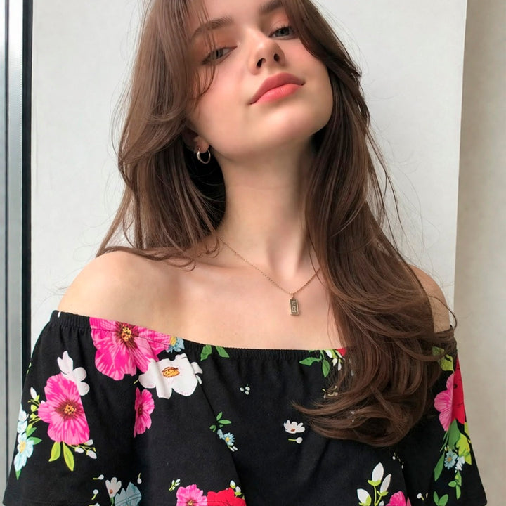 🌸 Blusa Campesina Negra con Estampado Floral